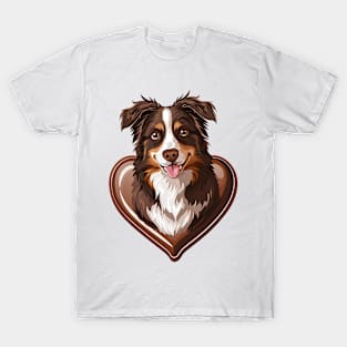 Valentine Australian Shepherd Shaped Chocolate T-Shirt